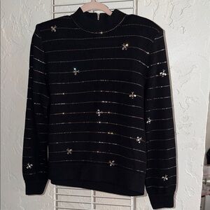 St. John Black Sweater with bees